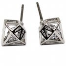Silver mini triangle stud earrings