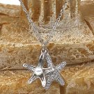 Sterling silver fashion starfish pearl necklace
