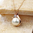 925 gold temperament pearl crystal necklace