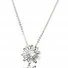 Silver simple small daisy crystal necklace