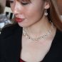 Silver classic red crystal necklace earrings set