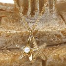 925 gold fashion starfish pearl necklace