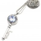 Silver fashion key love letter crystal necklace