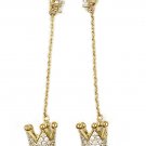 Gold fashion pendant crown small crystal earrings