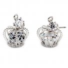 Silver fashion mini crown crystal earrings