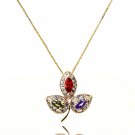Gold retro three leaves crystal necklace