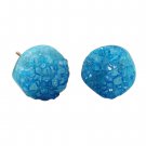 Blue simple gradual change color crystal earrings