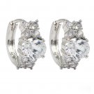 Noble oval crystal silver earrings