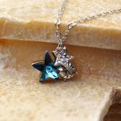 Bule sterling silver lovely cute star crystal necklace