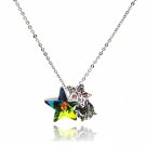 Green lovely cute star crystal necklace