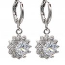 White lovely pendant color crystal sun silver earrings