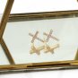 925 gold wild gold cross crystal earrings necklace set