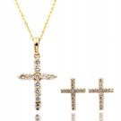 925 gold wild gold cross crystal earrings necklace set