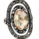 Yellow fashion revolve color crystal silver ring