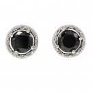 Black simple silver crystal earrings