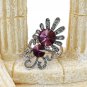 Noble red crystal silver ring