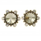 Green fashion sunflower crystal golden earrings