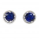 Blue simple silver crystal earrings