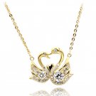 Gold swan love crystal necklace