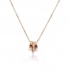 Rose gold small circle crystal pendant necklace