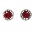 Red simple silver crystal earrings