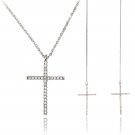 Silver fashion cross pendant necklace earrings set