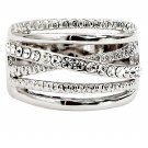 Fashion crystal width silver ring