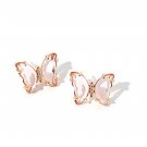 Pink vintage colorful crystal butterfly earrings