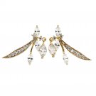 Gold lovely little crystal dragonfly earrings