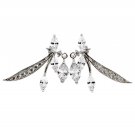 Silver lovely little crystal dragonfly earrings