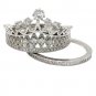 Elegant crystal crown double silver ring