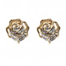 Gold fashion golden rose crystal earrings