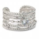 Simple multiturn silver crystal ring