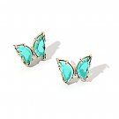 Dark green vintage colorful crystal butterfly earrings