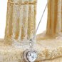 Silver lovely peach heart crystal necklace