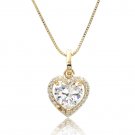 Gold lovely peach heart crystal necklace