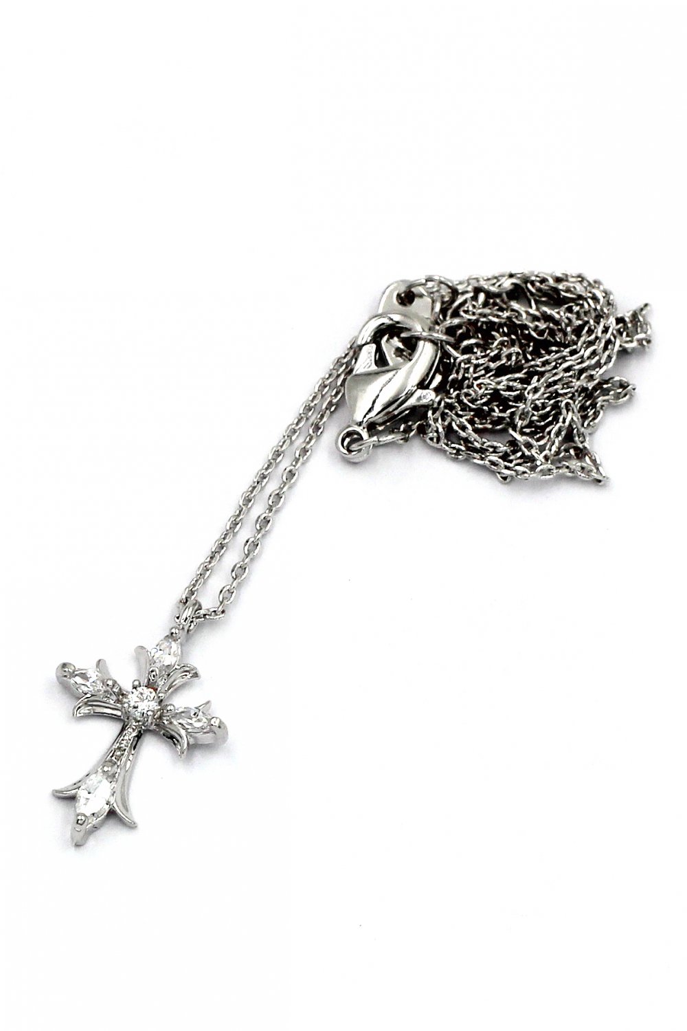 Sterling silver fashion crystal mini cross necklace