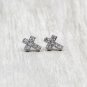 Silver simple crystal cross earrings necklace set