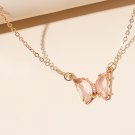 Pink vintage colorful crystal butterfly necklace