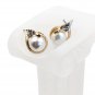 Gold temperament pearl crystal earrings