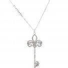 Silver full crystal key necklace