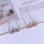 925 gold mini double swan crystal necklace