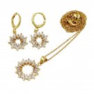 925 gold fashion aperture crystal necklace earrings set