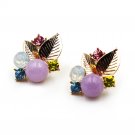 Purple lovely golden leaves crystal earrings