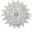 Silver shining bright sunflower crystal ring