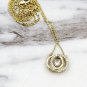 925 gold double circle clavicle crystal necklace