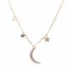 Rose gold shiny star moon crystal necklace
