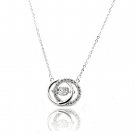 Silver double circle clavicle crystal necklace