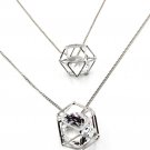 Silver fashion double crystal necklace