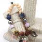 Brown colorful bead silver heart bracelet